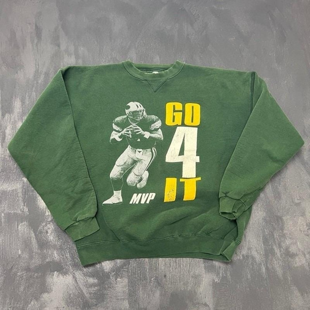 Vintage Brett Farve Sweatshirt Mens XL Green 1990s Green Bay Packers